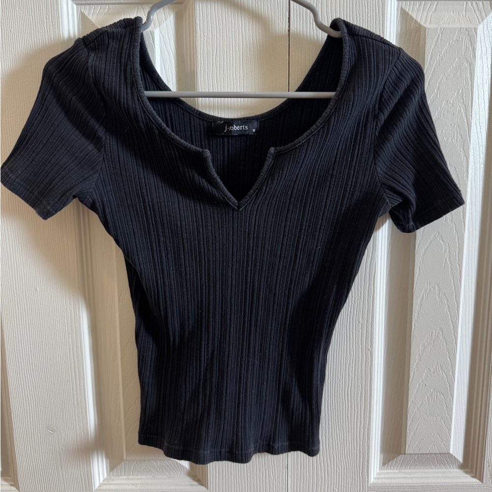 Black Ribbed Women's Top